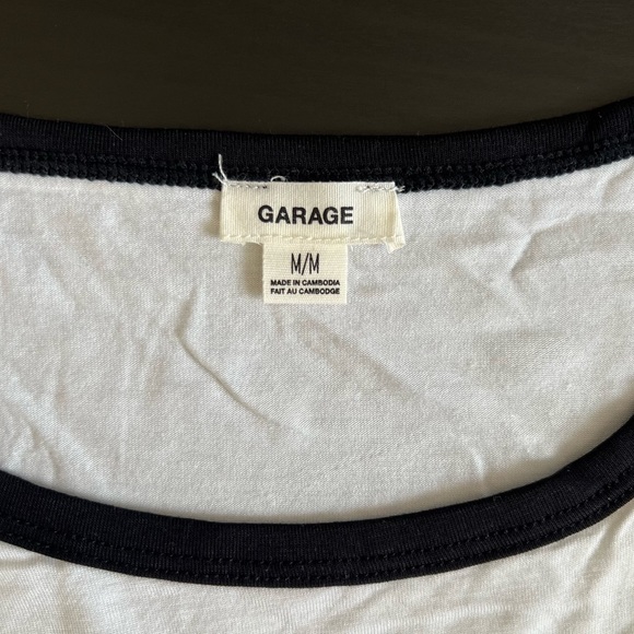 GARAGE | Black and White 3/4 Sleeve Baseball Tee - Picture 4 of 5